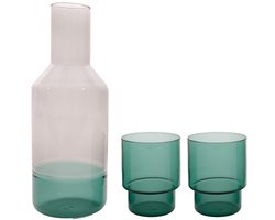 Point-Virgule set van 2 glazen groen 220ml en karaf groen/grijs 1000ml