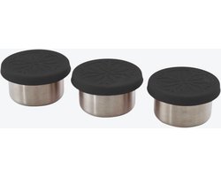 Point-Virgule set van 3 voorraaddoosjes uit rvs met deksel uit silicone zwart 60ml