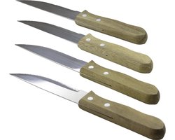 Point-Virgule set van 4 Jumbo steakmessen - met handvat - uit acaciahout