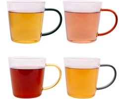 Point-Virgule set van 4 mokken met gekleurd handvat uit borosilicaatglas 300ml