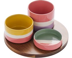 Point-Virgule Sharing Summer - Borrelplank - Incl. 3 schaaltjes en dienblad - 24x24x12cm