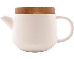 Point Virgule - Theepot - Met deksel acacia - Wit - 600ml