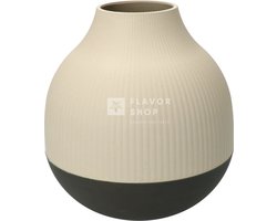 Point-Virgule vaas uit bamboevezel gebroken wit en donkergrijs ø 18.1cm H 19cm