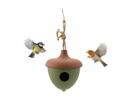 Point Virgule vogelhuisje bamboevezel eikel groen