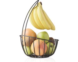 Point-Virgule - Wire - Fruitmand met bananenhouder - Metaal - zwart ø 23cm H 32cm