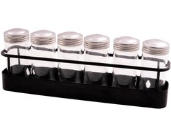 Point Virgule Wire kruidenrek met 6 potjes 28.5x5.8x7cm mat zwart