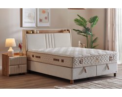 PointHome Natura - Boxspring - USB Oplaadpoort en LED Verlichting - Inclusief Dekbed - Boxspring met Opbergruimte - 140x200 - New Deluxe Edition