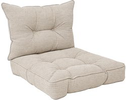POKAR 2-delige Set Tuinkussens: Zitkussen 40x40x10 + Rugkussen 50x40x10 cm | Ribstof Corduroy Loungekussens voor Rotan Meubels en Palletbank | Binnen en Buiten | Oeko-Tex | Made in EU | Donkergrijs