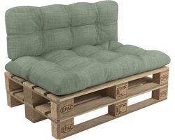 POKAR Padded Pallet Cushion - Cushion set for Euro pallets 2er: 1x Cushion seat 120x80cm + 1x Cushion back 120x40cm, for Sofa, without Pallets, green