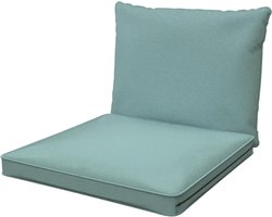 POKAR Set van 2 Tuinkussens: 1x Zitkussen 50x50x5 cm + 1x Rugkussen 50x40x15 cm | Loungekussens voor Rotan Meubels en Palletbank | Ideaal voor Binnen en Buiten | Oeko-Tex | Made in EU | Blauw