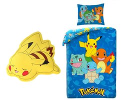 Pokemon Dekbedovertrek met kussen - 140 x 200 cm - Gevormd kussen