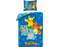 Pokémon Dekbedovertrek starters blauw 140 x 200 cm