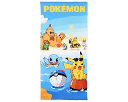 Pokémon Strandhanddoek – Pikachu & Squirtle – 70x140 cm – Blauw Multicolor – Microfiber – Officiële licentie