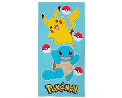 Pokemon strandlaken Squirtle en Pikachu 70 x 140 cm lichtblauw