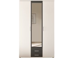 Pol Power Hanau kleerkast + spiegel melamine op houtbasis 3 deuren 120x196x54 cm