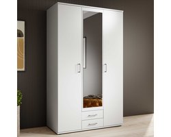 Pol Power Karl garderobekast + spiegel melamine op houtbasis 3 deuren 120x196x54 cm