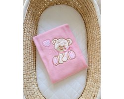 Polar fleece deken voor baby's - Beer met opvallend roze