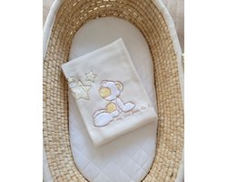 Polar fleece deken voor baby's - Carlo-Teddybeer met Sterren creme