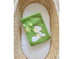 Polar fleece deken voor baby's - Carlo- Teddybeer met Sterren groen