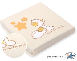 Polar fleece deken voor baby's - Carlo- Teddybeer met Sterren oranje