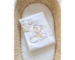 Polar fleece deken voor baby's - Carlo-Teddybeer met Sterren wit
