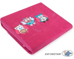 Polar fleece deken voor baby's - Uilen Bigi Zibi & Adele - donkerroze