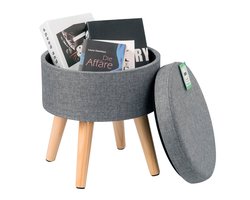 Polaza ® Opbergpoef - Poef - Opslag Ottomaanse Stoel - Kruk - Gestoffeerde Poef - Voetenbank - Ronde Ottomaanse Stoel - Multifunctioneel Met Afneembare Hoes - Linnen