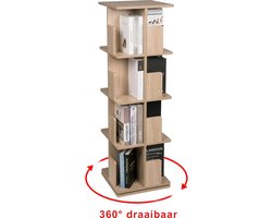 PolderGoods - Draaibare boekenkast - 4 planken - 39X39X128Cm - max 25 kg per plank - Mdf - Vierkant