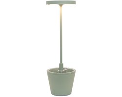 Poldina Reverso Green Sage LED-tafellamp, oplaadbaar en dimbaar met batterijduur tot 12 uur. Buiten IP65