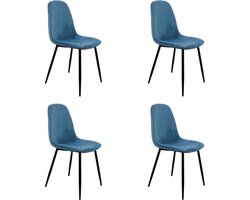 PoleWolf - Blossom chair - Velvet - Ocean Blue - Promotion - Set of 4
