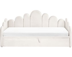 POLIGNAC - Onderschuifbed - Lichtbeige - 90/180 x 200 cm - Fluweel