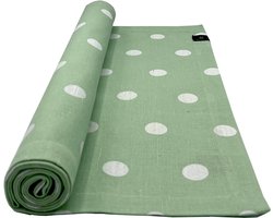Polka tafelloper - 140 x 40 cm pistachio - set van 2