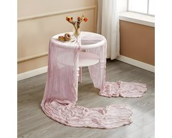 PolkaHome 1 stuk Kaasdoeken Tafelloper – Katoenen Kaas Doek Tafelkleed – Tafellopers Textiel & Tafelzeil 90x400 cm – Tafel Loper Kaas Doek, Kaasdoek (Licht Roze)