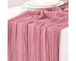 PolkaHome 1 stuk Kaasdoeken Tafelloper – Katoenen Kaas Doek Tafelkleed – Tafellopers Textiel & Tafelzeil 90x400 cm – Tafel Loper Kaas Doek, Kaasdoek (Roze)