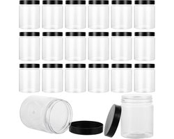 PolkaHome - 20-delige set van plastic bewaardozen met schroefdeksels - 240 ml - luchtdichte potten voor het bewaren van kruiden, granen en specerijen