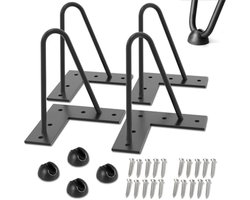 PolkaHome 4 stuks haarspeld tafelpoten 15,24 cm (6 inch) DIY meubels metalen tafelpoten voor salontafels, eettafels, tafelbanken, moderne bureaus - Zwart