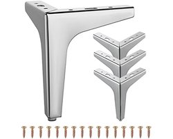 PolkaHome 4 stuks metalen meubelpoten, moderne driehoekige bankpoten, DIY vervanging voor kast, plank, bank, stoel of tafel - 15 cm