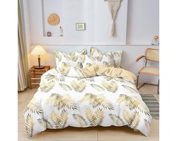 PolkaHome ® Beddengoed Set met Bladeren en Bloemenpatroon van Microvezel voor Comfort