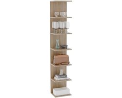 PolkaHome Boekenkast Wandplank Set van 7, Aan Muur Gemonteerde Opbergplanken, Zwevende Planken voor Slaapkamer, Woonkamer, Badkamer, Keuken, Bureau, Sonoma Hout Kleur