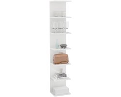 PolkaHome Boekenkast Wandplank Set van 7, Aan Muur Gemonteerde Opbergplanken, Zwevende Planken voor Woonkamer, Slaapkamer, Badkamer, Keuken of Kantoor, Wit