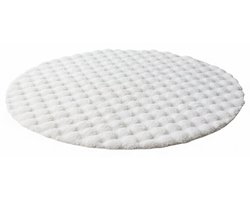 PolkaHome® Cirkel Rond Vloerkleed Ø90 cm - Superzacht Modern Vloerkleed - Hoogpolig Fluffy Tapijt - Antislip Carpet voor Woonkamer, Kinderkamer & Slaapkamer (beige-wit)