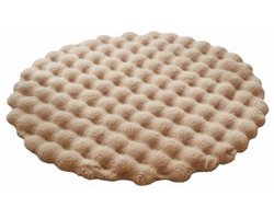 PolkaHome® Cirkel Rond Vloerkleed Ø90 cm - Superzacht Modern Vloerkleed - Hoogpolig Fluffy Tapijt - Antislip Carpet voor Woonkamer, Kinderkamer & Slaapkamer (bruin)