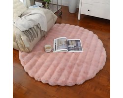 PolkaHome® Cirkel Rond Vloerkleed Ø90 cm - Superzacht Modern Vloerkleed - Hoogpolig Fluffy Tapijt - Antislip Carpet voor Woonkamer, Kinderkamer & Slaapkamer (roze)