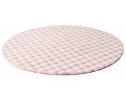 PolkaHome® Cirkel Rond Vloerkleed Ø90 cm - Superzacht Modern Vloerkleed - Hoogpolig Fluffy Tapijt - Antislip Carpet voor Woonkamer, Kinderkamer & Slaapkamer (roze)