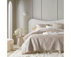 PolkaHome ® Elegante Beige Bedsprei 240 x 260 cm voor Bed en Bank, Fluwelen Textuur