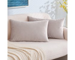 PolkaHome Fluwelen kussenhoes, decoratieve kussenhoes voor de bank, kussenhoes voor in de rug, kussenhoes met verborgen ritssluiting voor de slaapkamer, bank, set van 2, 40 x 60 cm, Heart Wood