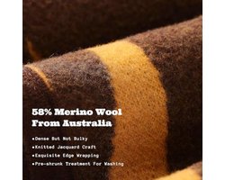 PolkaHome Merino Wollen Deken - Zachte Grote Warme Wasbare Woondeken voor Bed, Bank, Auto, Picknick en Reis - 160 x 200 cm - Regenwoudbruin