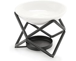 PolkaHome Metalen Etherische Oliebrander met Keramische Kom - Decoratieve Waxsmelter voor Aromatherapie en Woondecoratie - Zwart