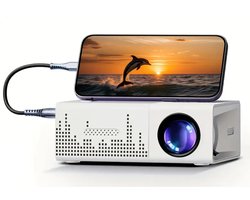 PolkaHome® Mini Home Projector met LED-lamp, 1080P Full HD & 3D-Klaar, Ingebouwde Stereo Speakers, Afstandsbediening mini Projector. Plug-and-Play Compacte Projector. mini beamer voor Films, Gaming, Streamen (Compatibel met Telefoons/Tablets/Laptops)