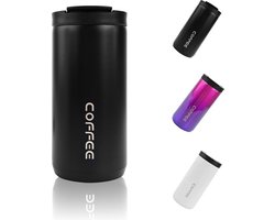 PolkaHome, mug auto 400 ml reismokken roestvrijstalen thermische mok met lekvrij deksel dubbelwandige geïsoleerde koffiemok voor warme en koude dranken draagbare koffiekop voor auto buiten reizen kantoor (zwart)